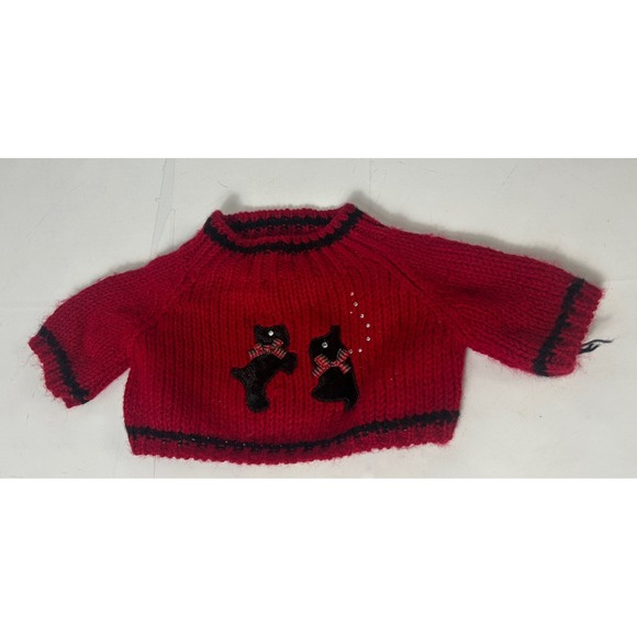 Vintage Build a Bear Scottie Dog Sweater‎ Red Black Shirt Knit - Picture 1 of 6